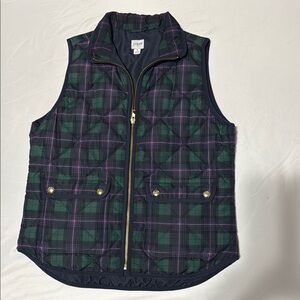 J. Crew Plaid Vest with Gold Zipper